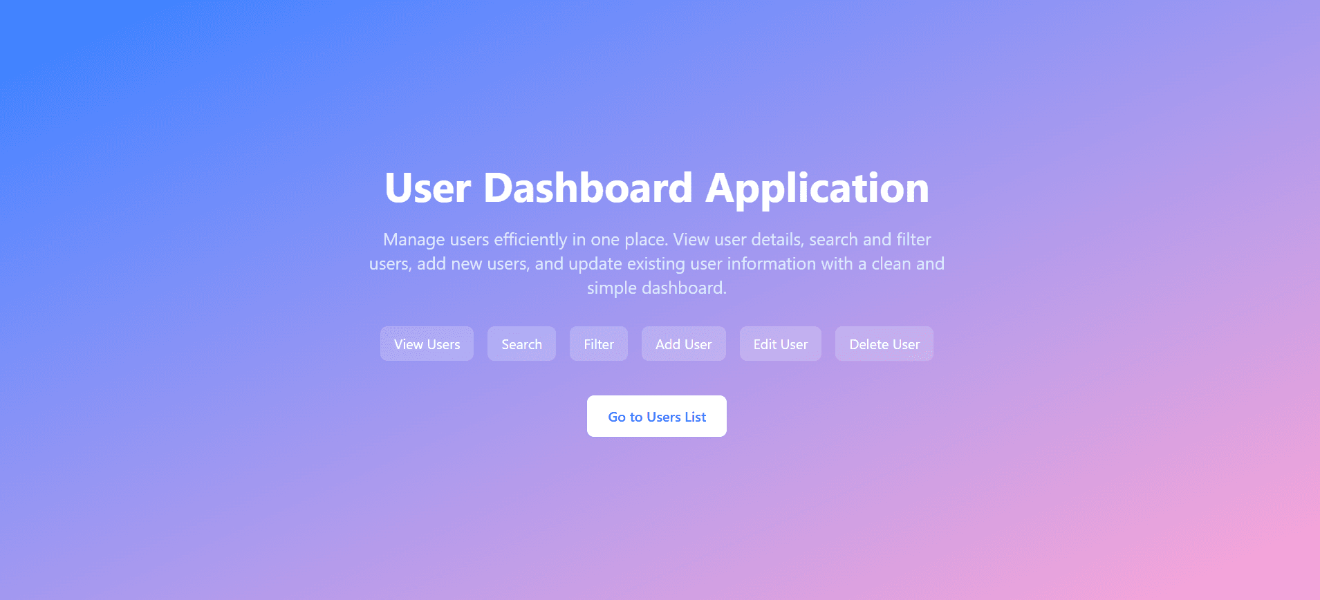 User Dashboard Application